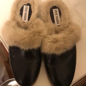 Steve Madden Black and Fur Shoes